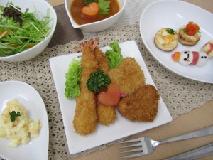 バレンタイン　おかず　ディナー　ハート　エビフライ　夕食　レシピ　